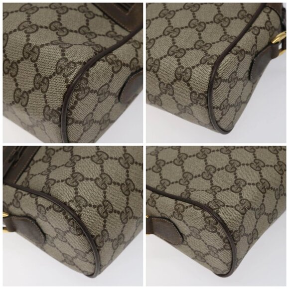 GUCCI GG Supreme Web Sherry Line Bag PVC Leather Beige Gold 14 02 005 Auth sw526 - Picture 15 of 16